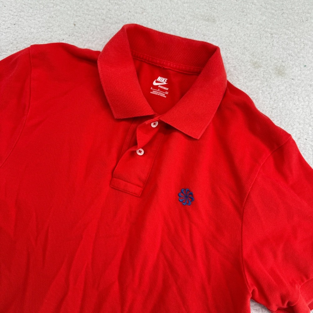 Nike Sportswear Polo Mens Small Orange/Red Short Sleeve Embroidered Shirt